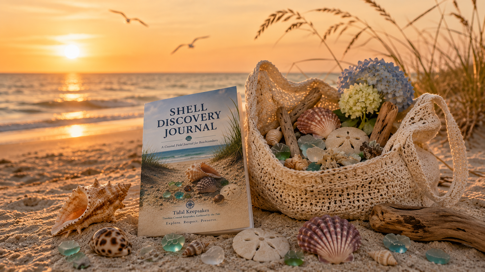 Hands holding gathered coastal treasures