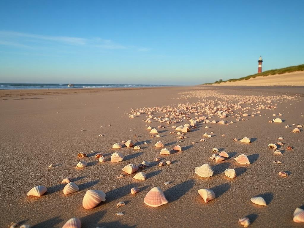 Protected Cape Henlopen beach near Lewes with whelks, slipper shells and sea glass