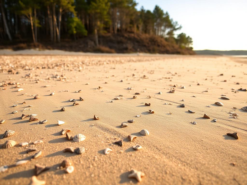 Family-friendly Flag Ponds Nature Park Chesapeake beach with shells and shark teeth