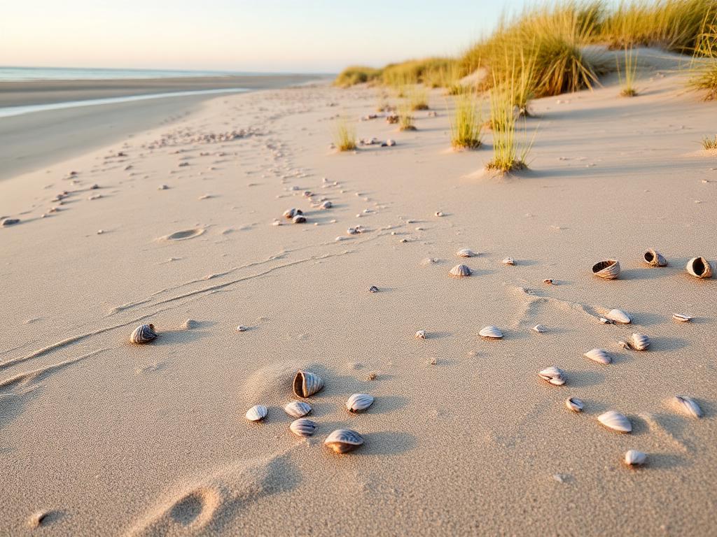 Pristine Corson's Inlet State Park with undisturbed dunes, tide pools and small shells