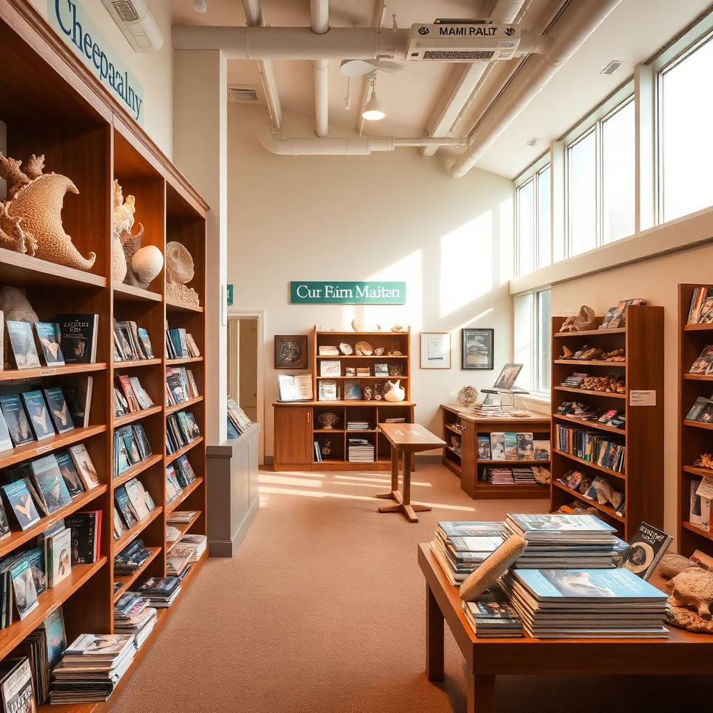 Chesapeake Bay marine museum gift shop with fossil and shark teeth books