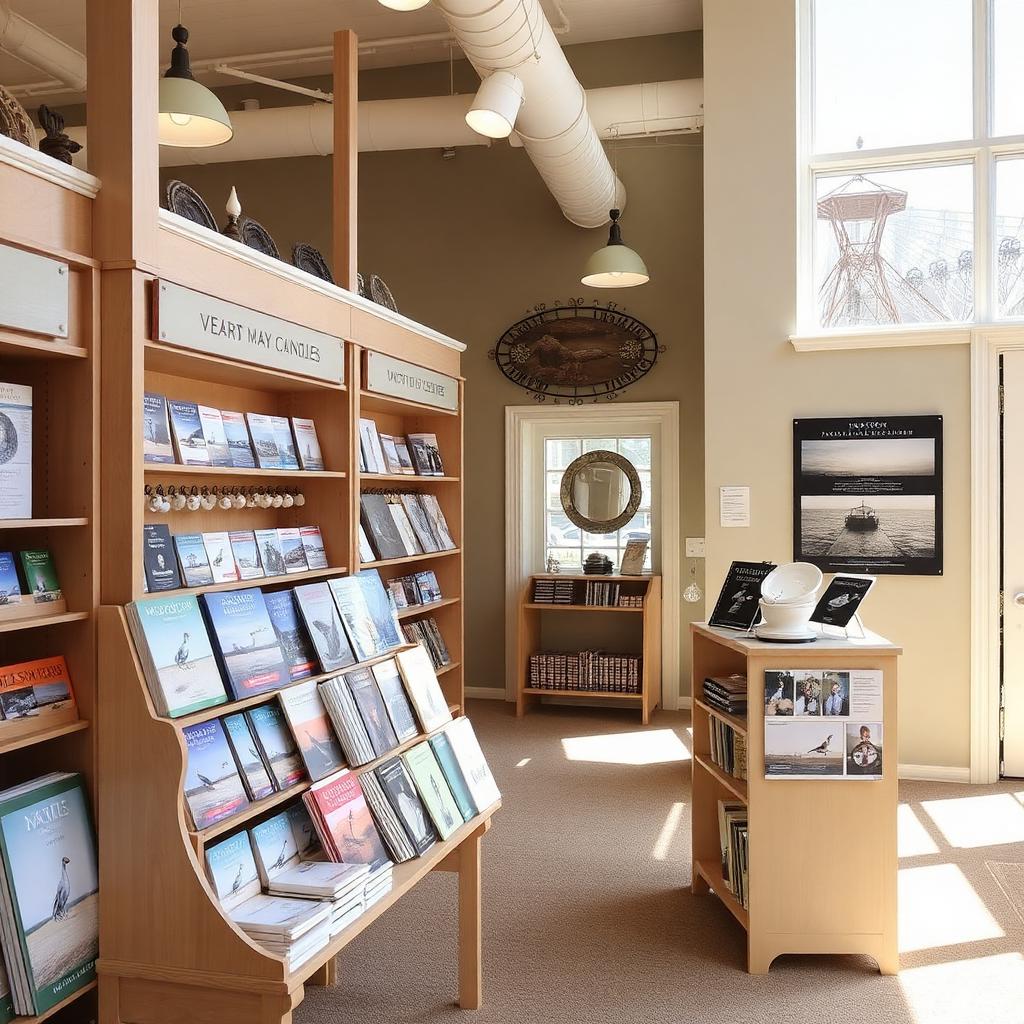 New Jersey shore lighthouse gift shop and nature center with regional guidebooks